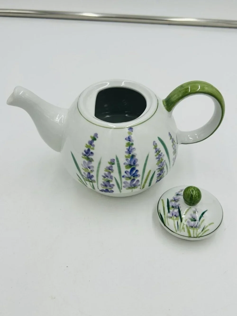 Andrea by Sadek Lavendar Stackable Tea for One Set Teapot Teacup Saucer